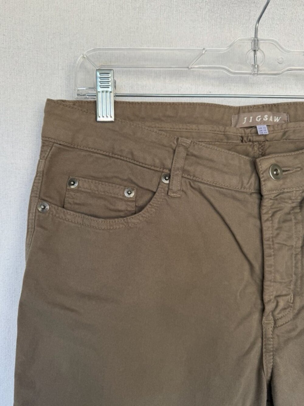 Jigsaw Brown Straight Leg Pants Women's US 12 UK 16 Five Pocket Mid Rise
